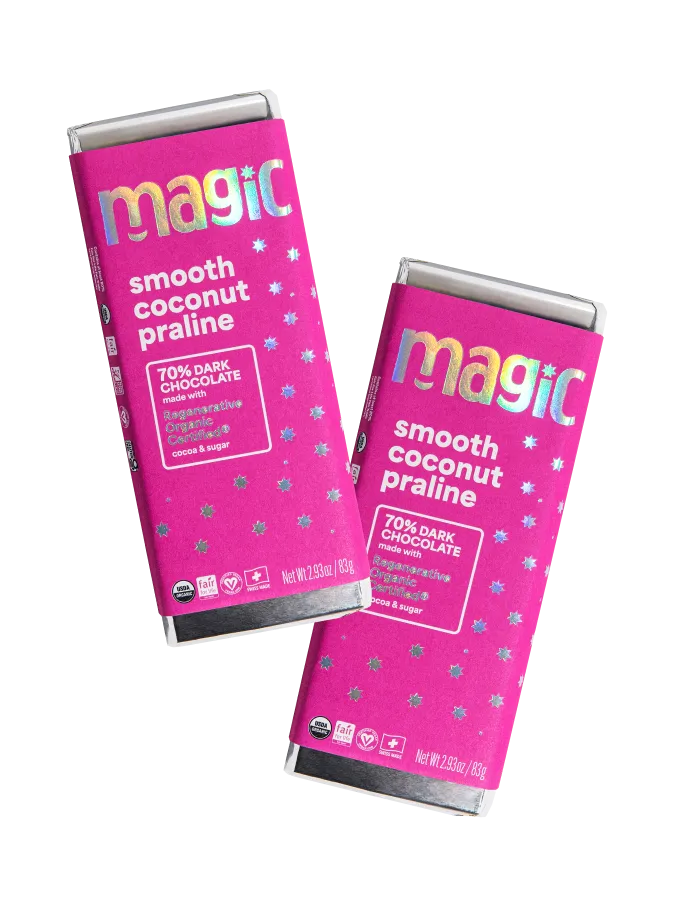 Magic Chocolate Coconut Praline 70% chocoladereep 2-pack kokos
