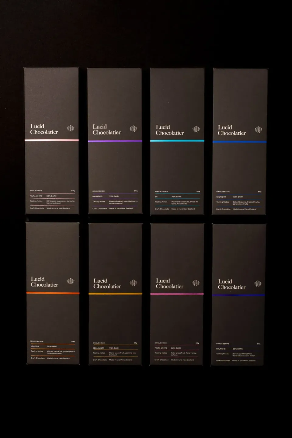 Lucid Chocolatier Purist Collection chocoladerepen 8 stuks puur