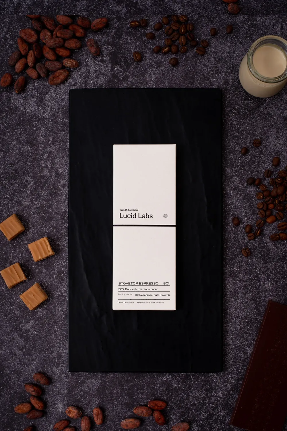 Lucid Chocolatier Stovetop Espresso chocoladereep melk