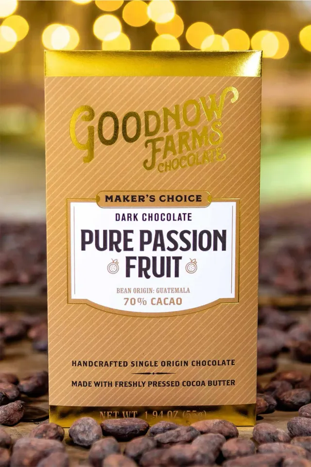 Goodnow Farms Maker’s Choice passievrucht chocoladereep puur fruitig
