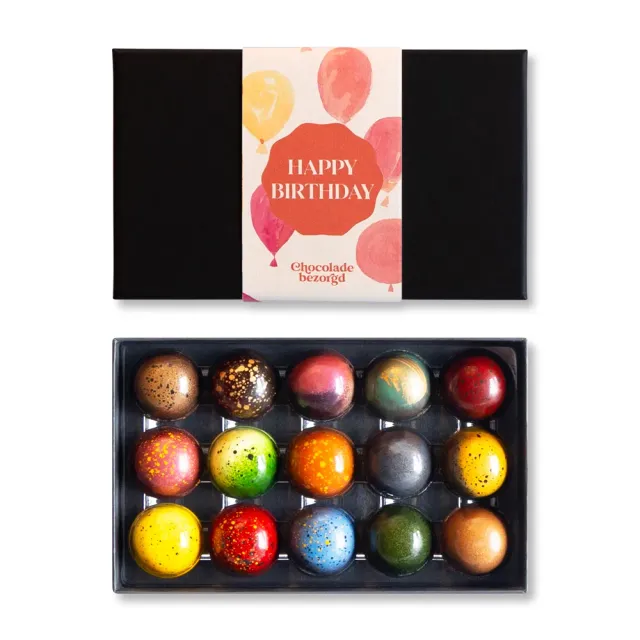 Chocoladebezorgd Verjaardag bonbons 15 stuks alcoholvrij