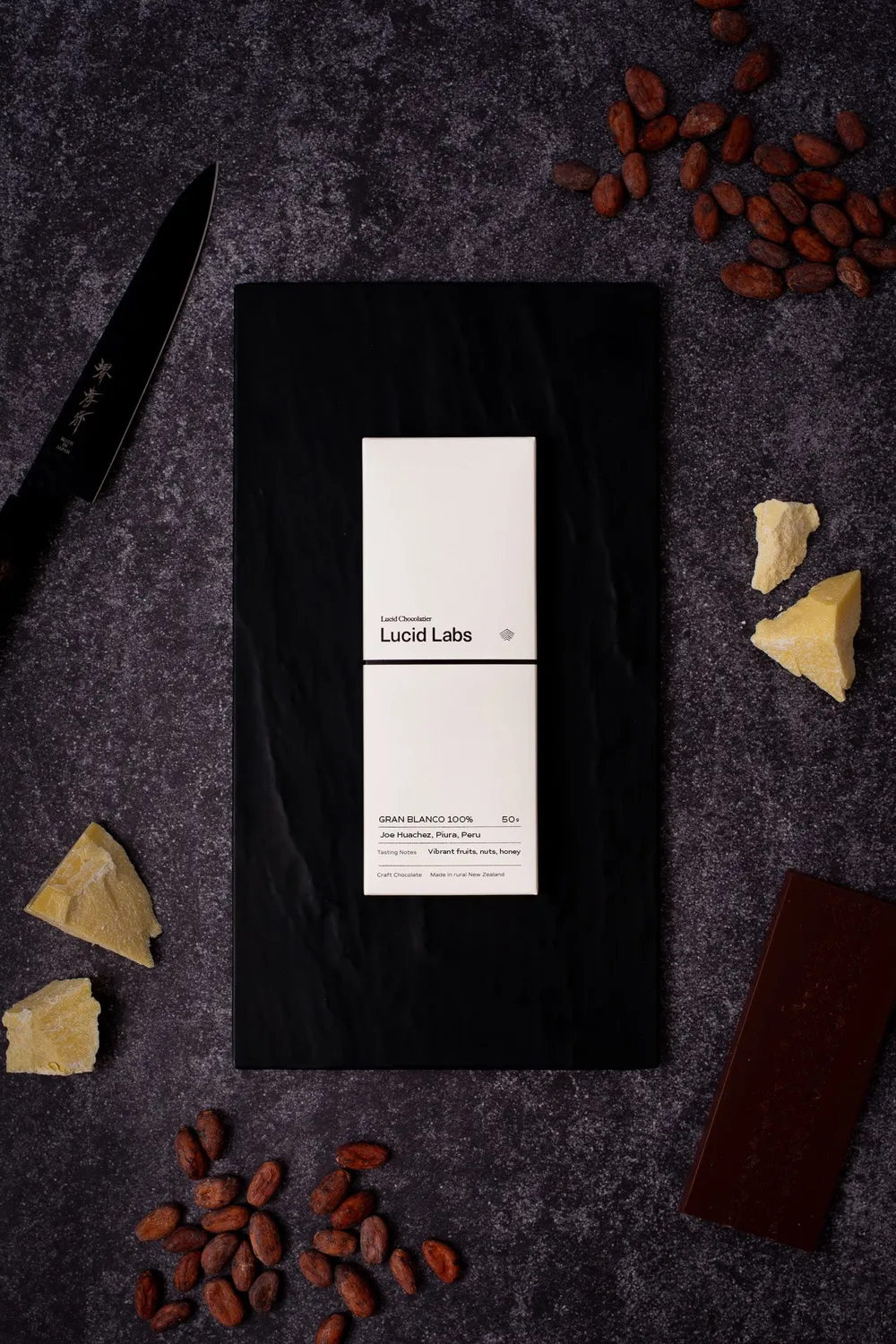 Lucid Chocolatier Gran Blanco 100% chocoladereep 50g fruitig
