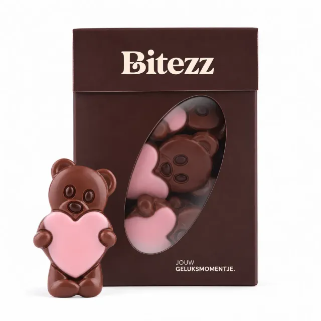 Chocoladebezorgd Liefdesbeertje roze chocolade 400 g – melk