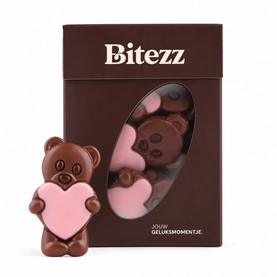 Chocoladebezorgd Liefdesbeertje roze chocolade 400 g – melk