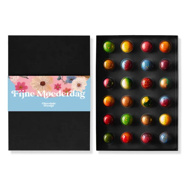 Chocoladebezorgd Moederdag bonbons 24 stuks alcoholvrij