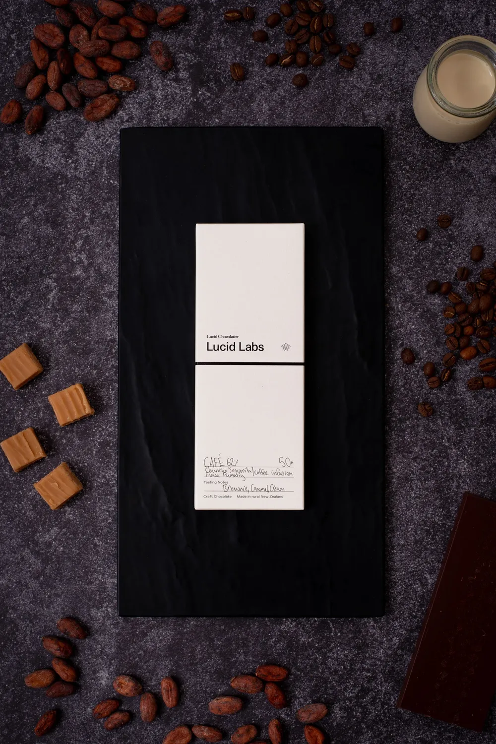 Lucid Chocolatier Café 62% chocoladereep koffie dark-milk