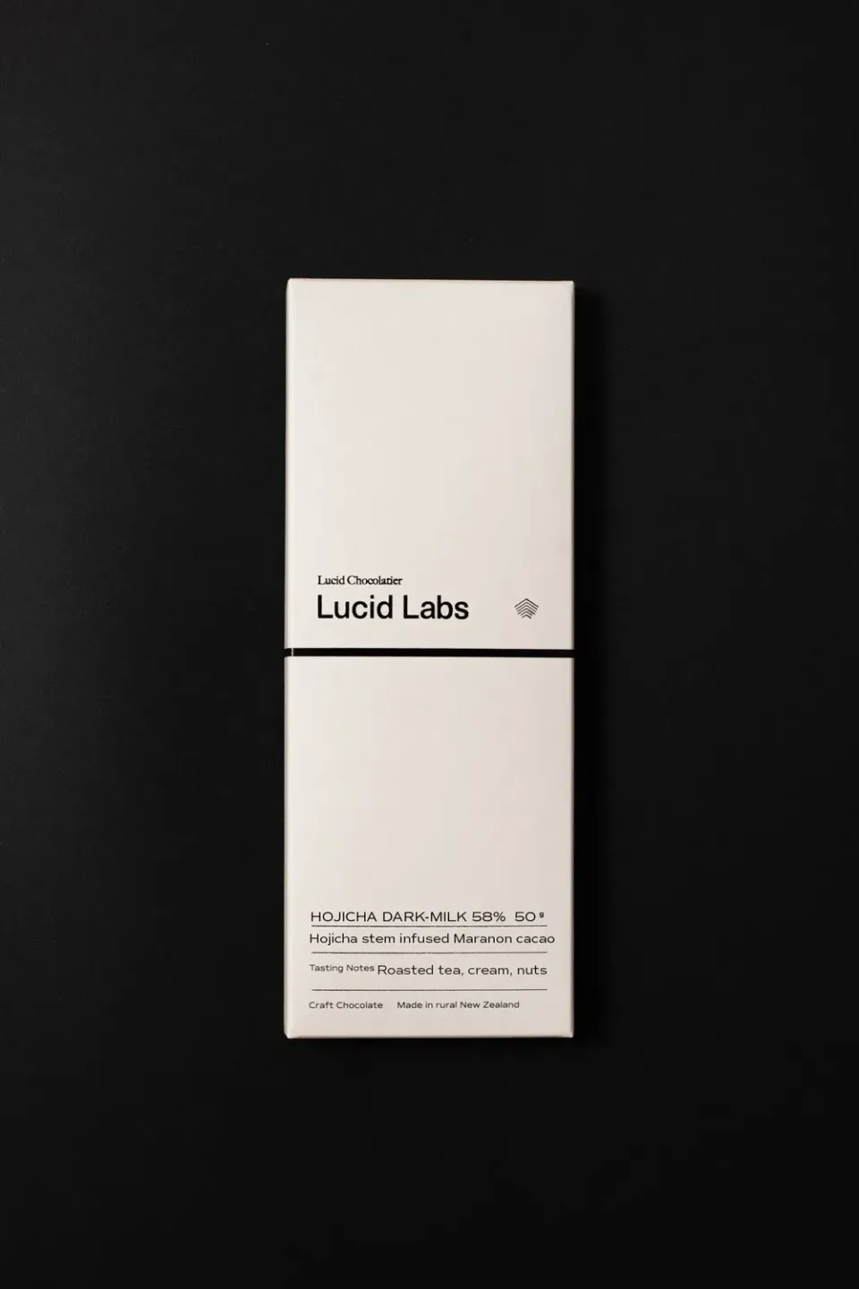 Lucid Chocolatier Hojicha Dark-Milk 58% chocoladereep 50g