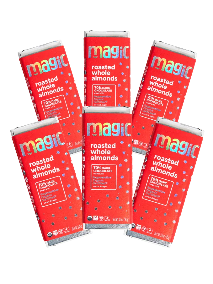 Magic Chocolate geroosterde amandel chocoladereep 70% 2-pack zout
