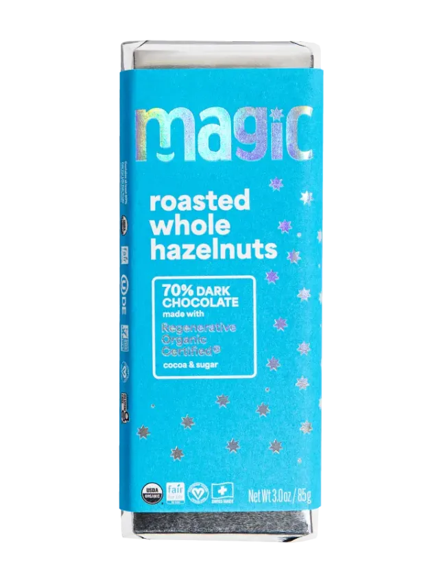 Magic Chocolate Hazelnoot 70% pure chocoladereep hele noten