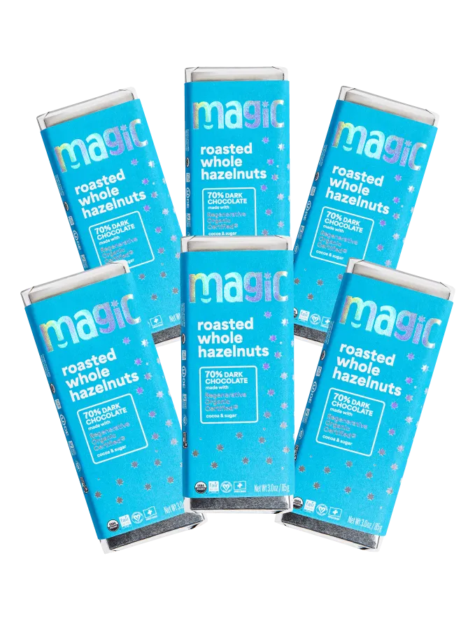 Magic Chocolate Hazelnoot 70% pure chocoladereep hele noten