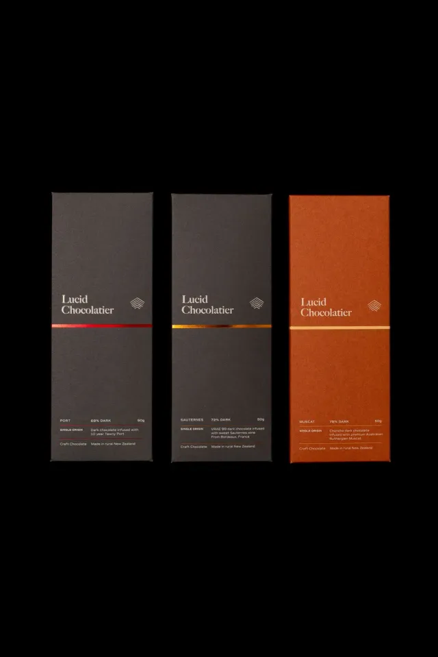 Lucid Chocolatier Infusion chocoladereep trio port sauternes muscat