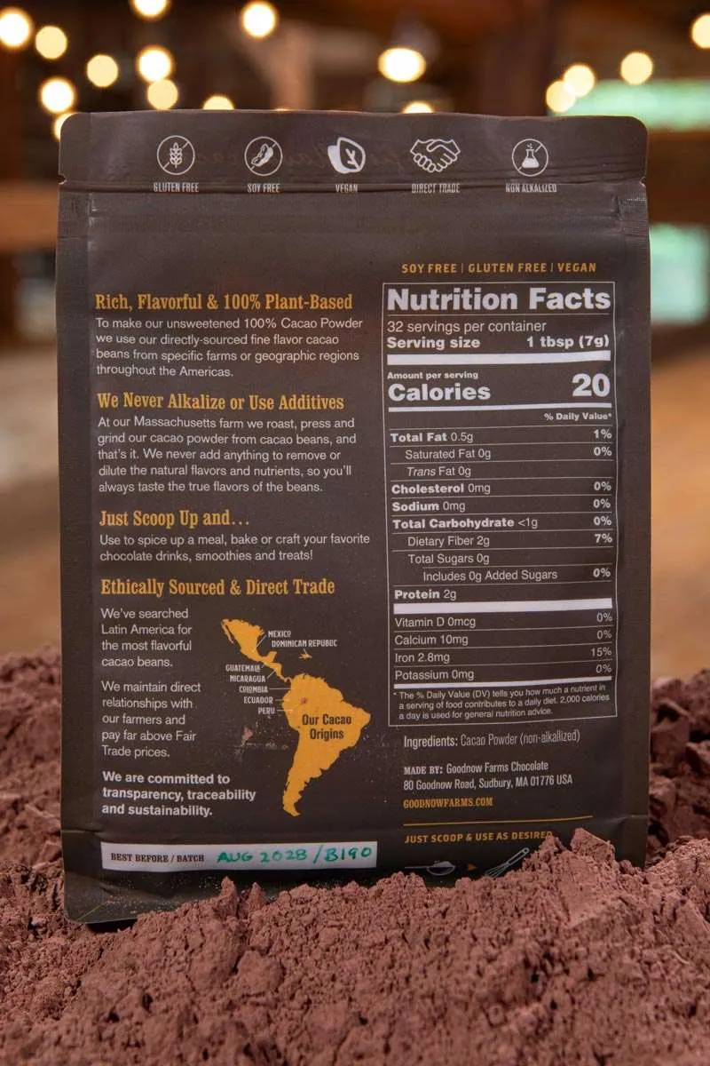 Goodnow Farms 100% cacaopoeder puur ongealkaliseerd