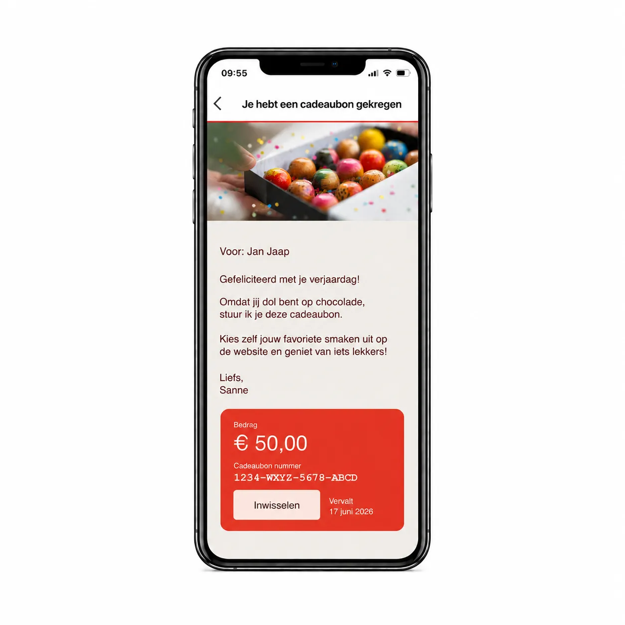 Chocoladebezorgd Online cadeaubon digitaal cadeau