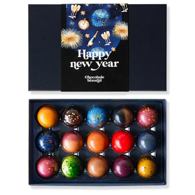 Chocoladebezorgd Nieuwjaar bonbons 15 stuks alcoholvrij