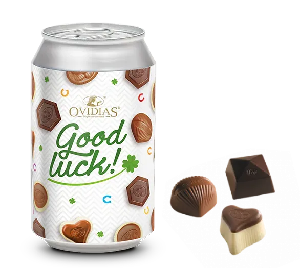 Ovidias Good Luck blik pralinemix 95g melk puur wit