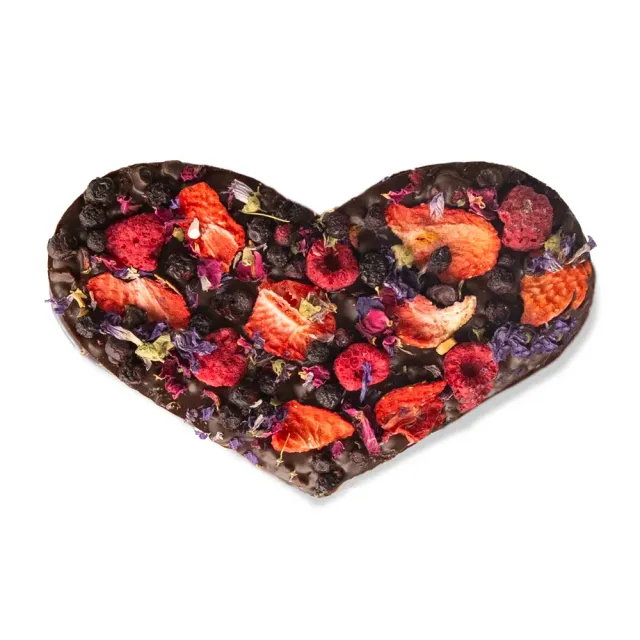 Chocoladebezorgd Bosvruchten chocoladehart vegan 220 gram