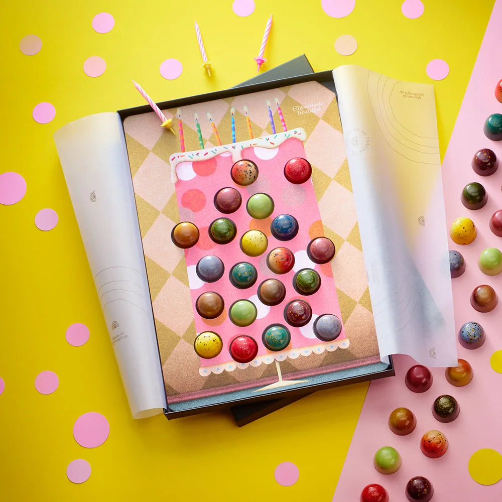 Chocoladebezorgd Pink Birthday Cake bonbons 21 stuks mix