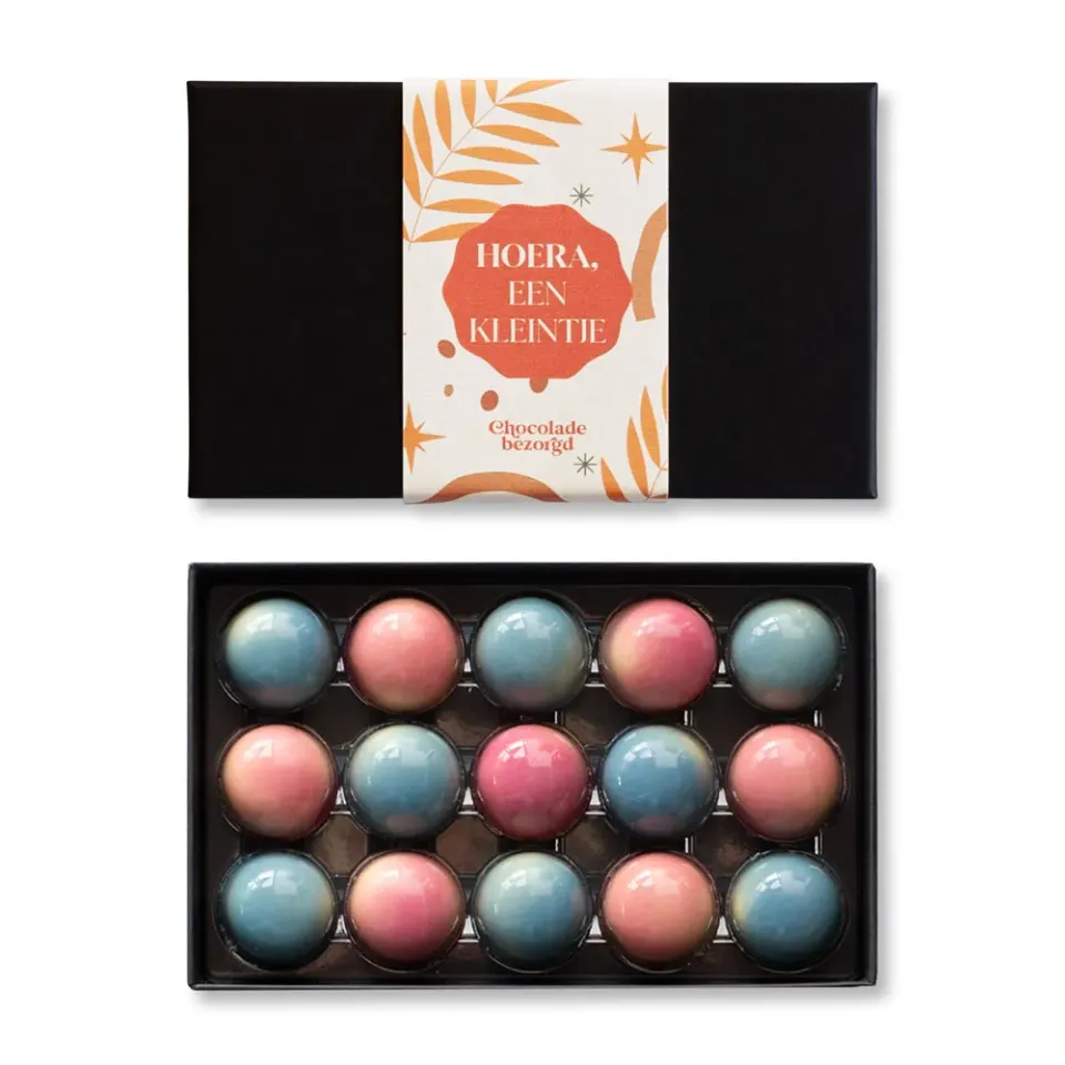 Chocoladebezorgd Geboorte bonbons mix 15 stuks muisjes