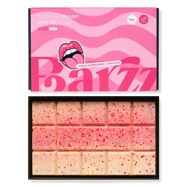 Chocoladebezorgd Barzz Bite Me Berry witte reep 220 gram rood fruit