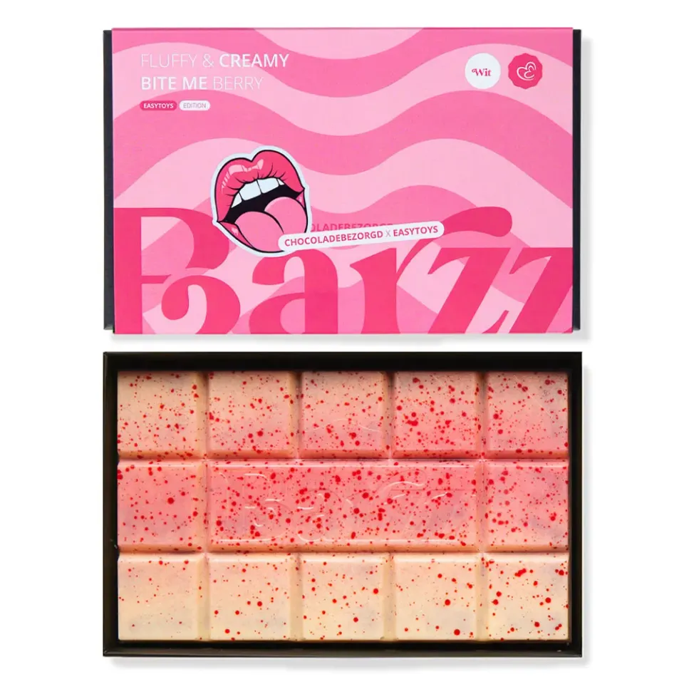 Chocoladebezorgd Barzz Bite Me Berry witte reep 220 gram rood fruit