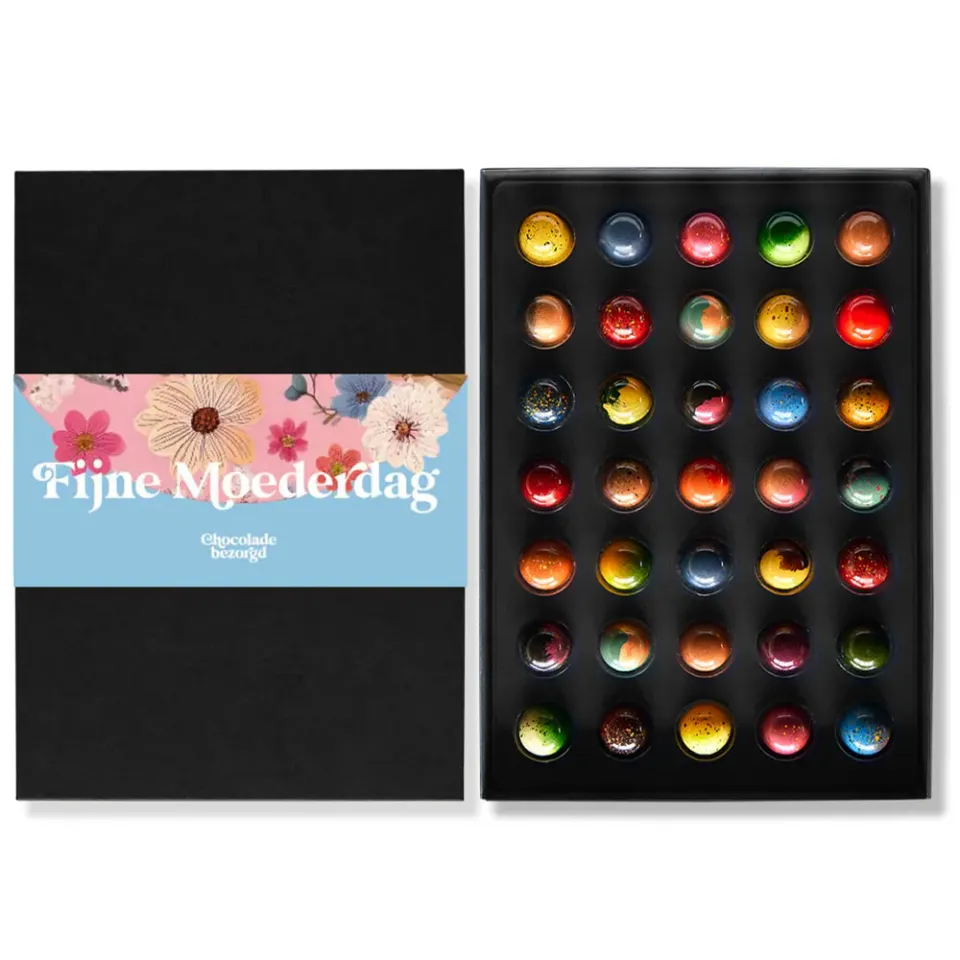 Chocoladebezorgd Moederdag bonbons 35 stuks alcoholvrij cadeau