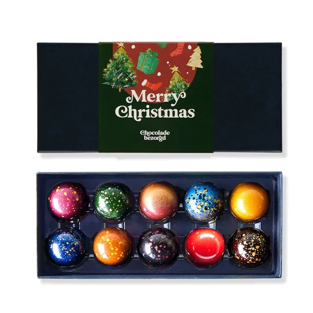 Chocoladebezorgd Kerst bonbons 10 stuks alcoholvrij