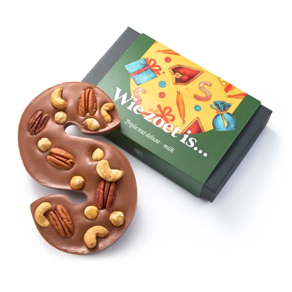 Chocoladebezorgd Chocoladeletter Triple Nut Deluxe melk 210 gram