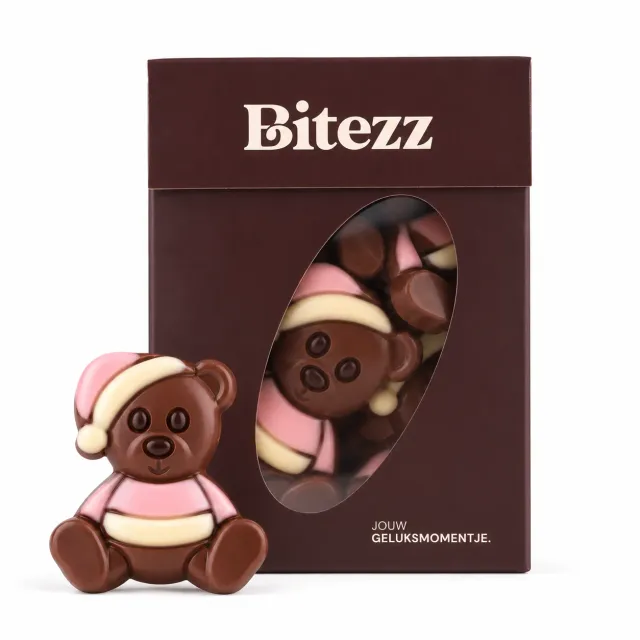 Chocoladebezorgd Knuffelbeertje melkchocolade 400 g roze