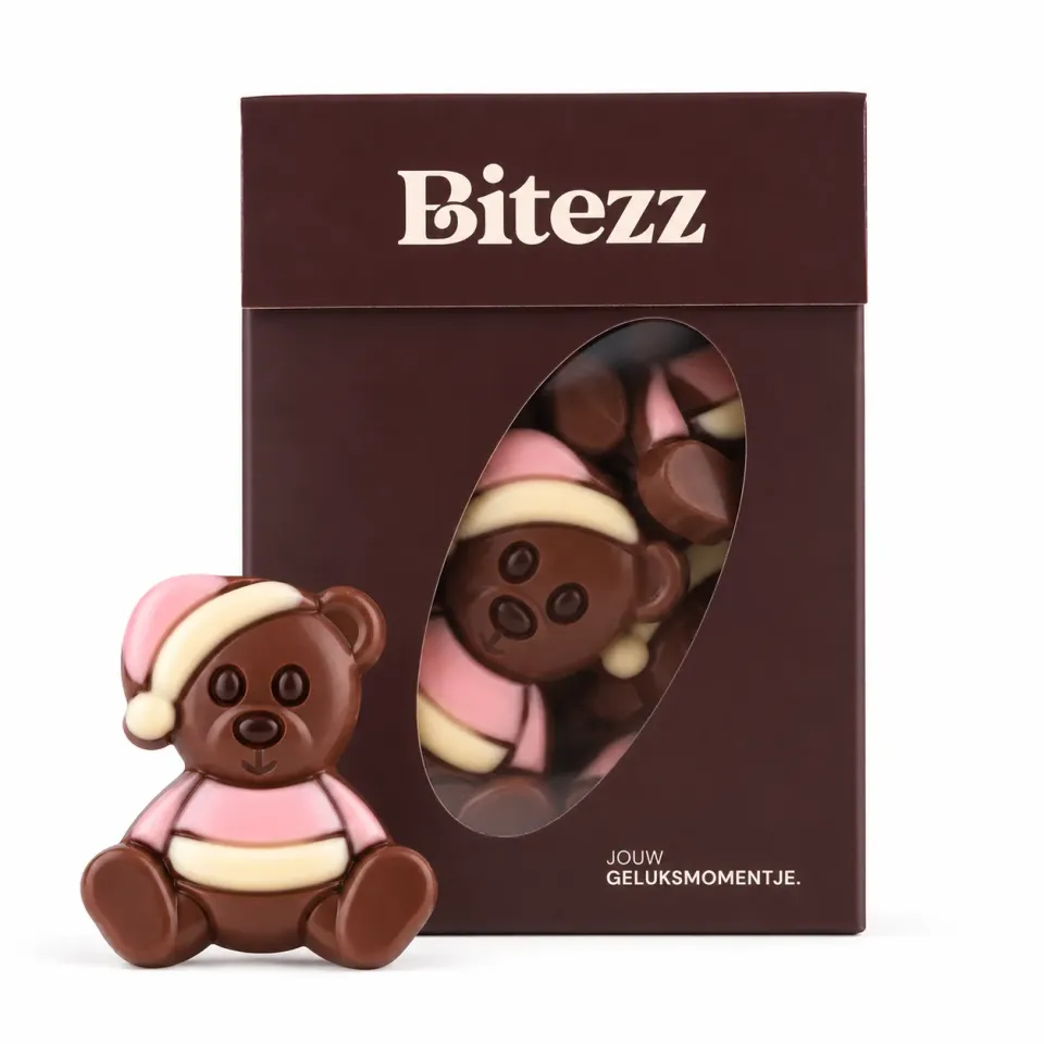 Chocoladebezorgd Knuffelbeertje melkchocolade 400 g roze