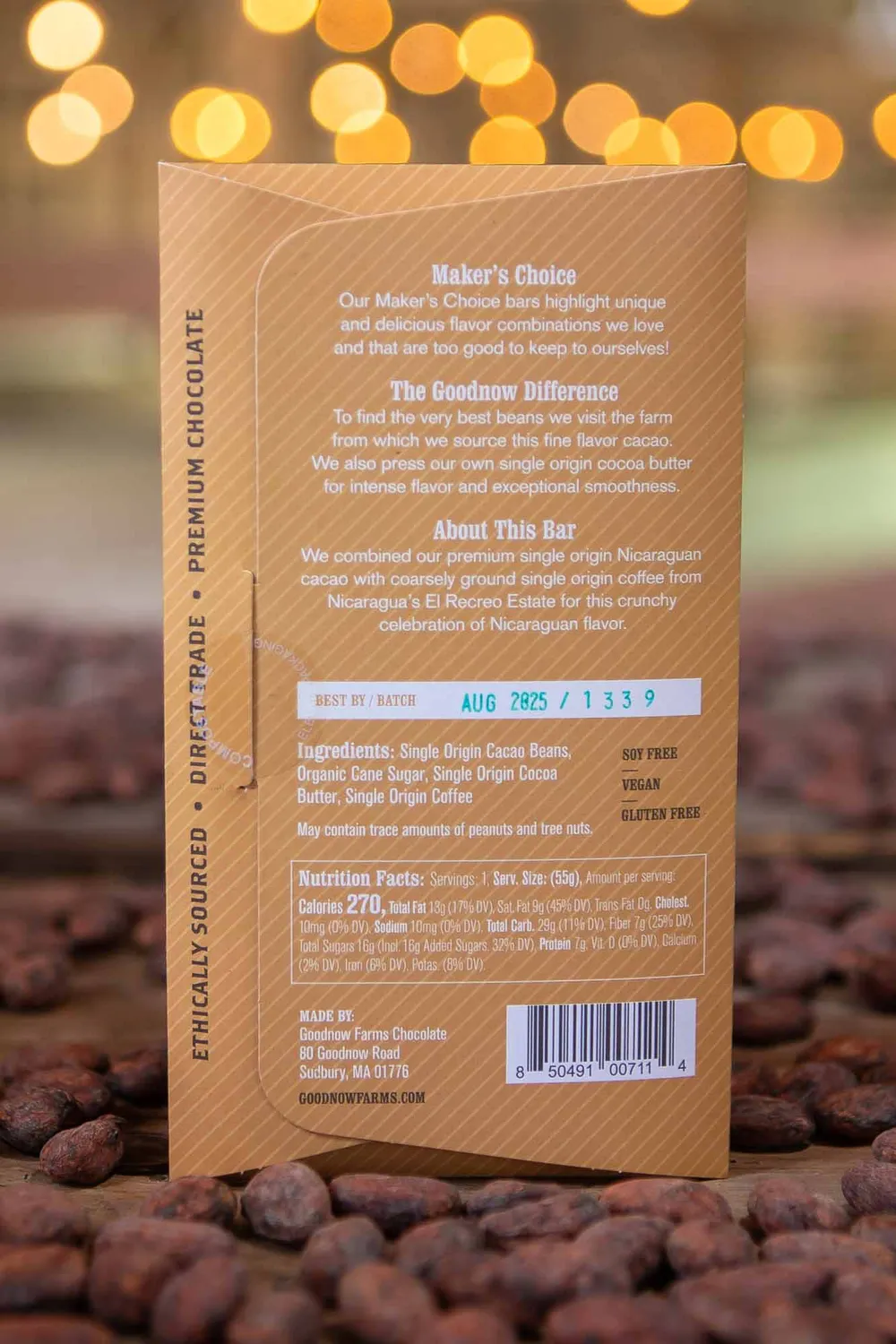 Goodnow Farms Maker’s Choice El Carmen koffie chocoladereep crunch