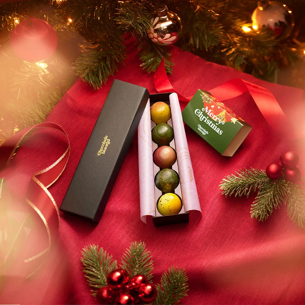 Chocoladebezorgd Kerst bonbons 5 stuks alcoholvrij