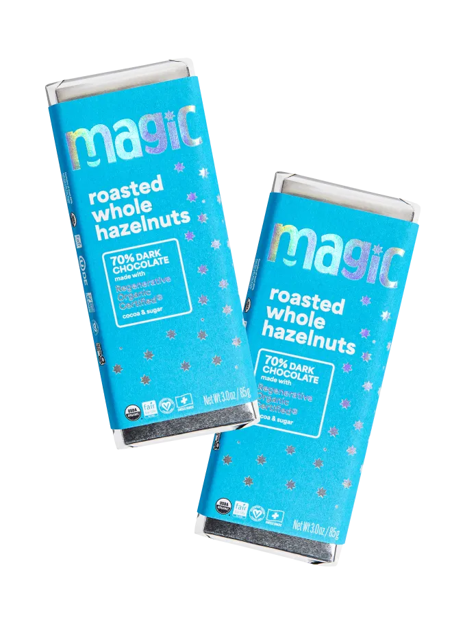 Magic Chocolate Hazelnoot 70% pure chocoladereep hele noten