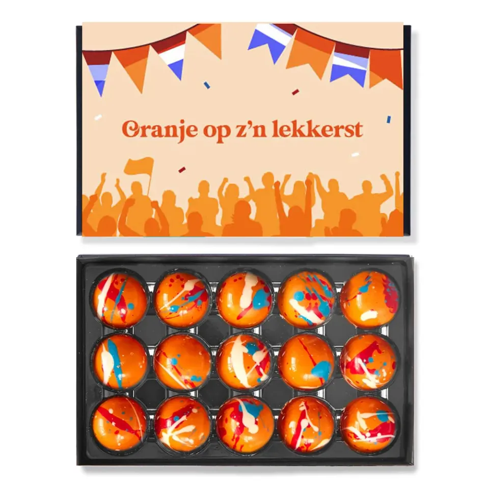 Chocoladebezorgd Oranje bonbons 15 stuks stroopwafel