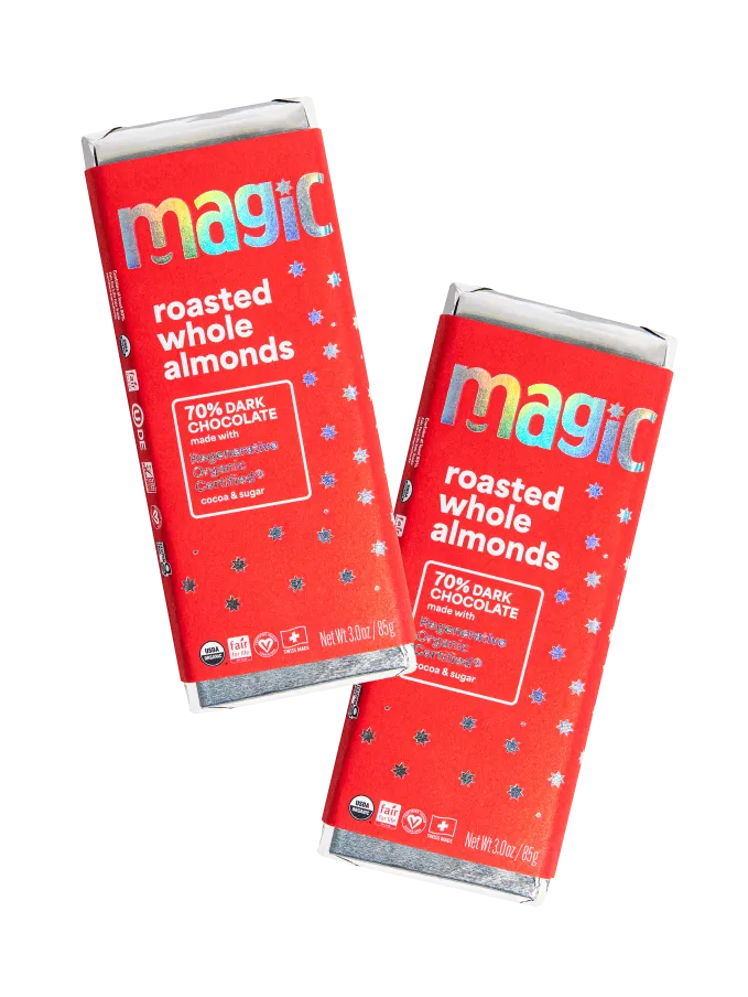 Magic Chocolate geroosterde amandel chocoladereep 70% 2-pack zout