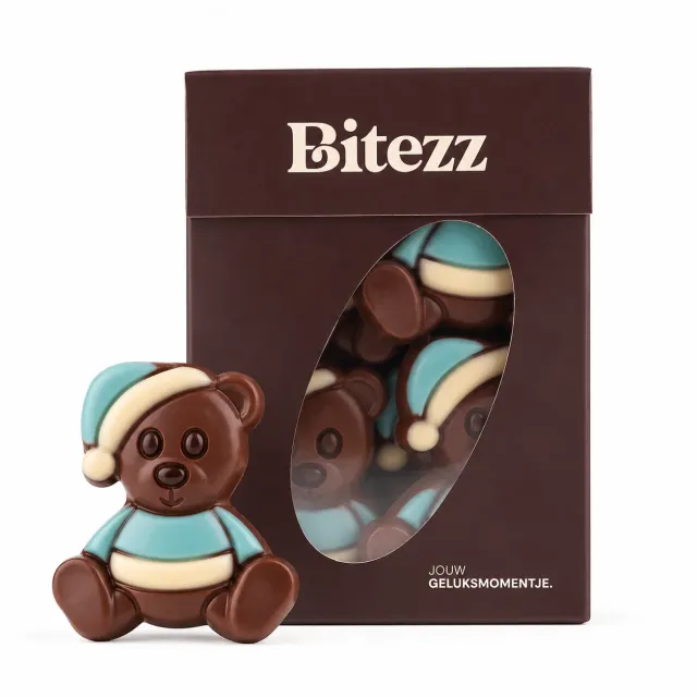 Chocoladebezorgd Knuffelbeertje Blauw melkchocolade 400 gram