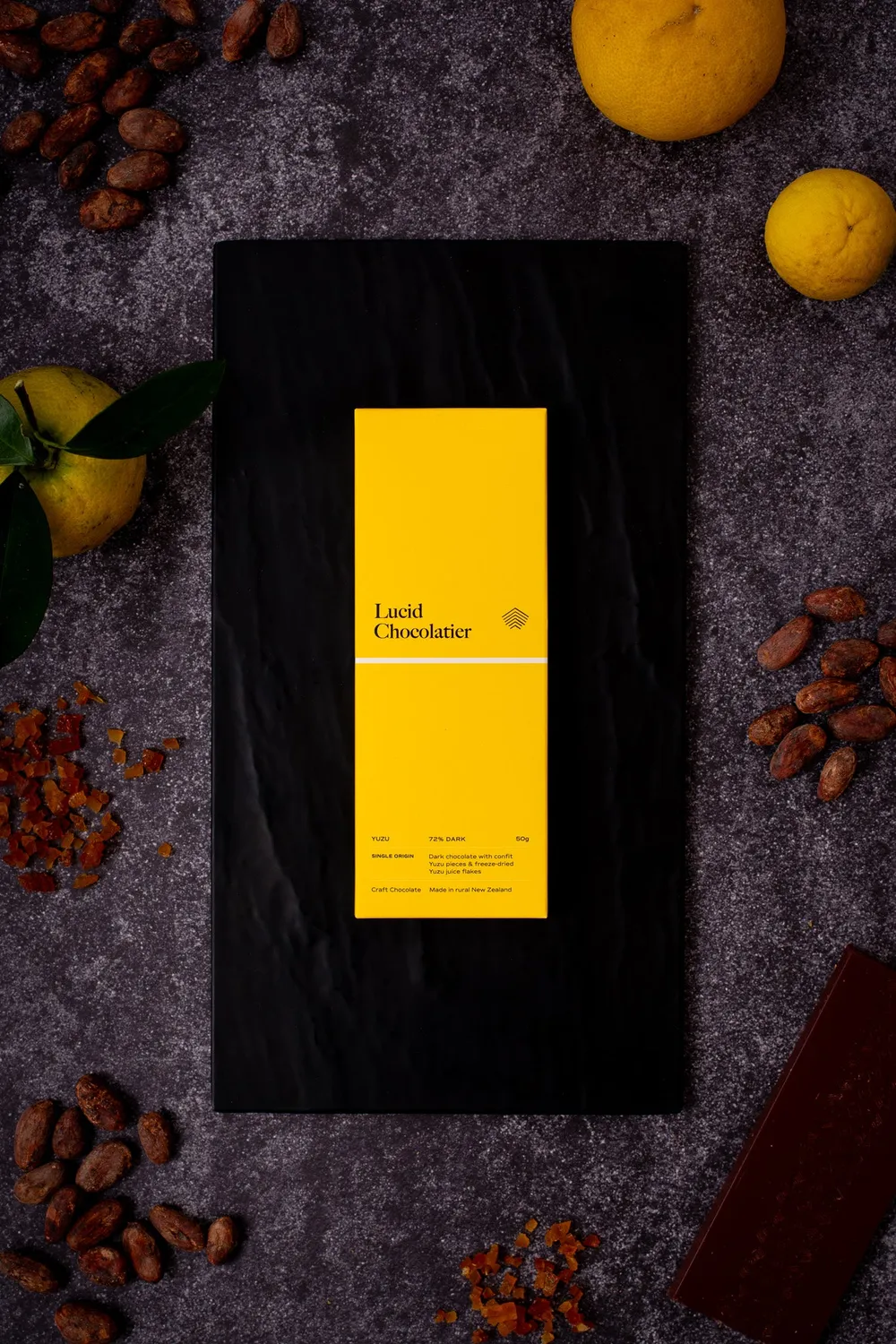Lucid Chocolatier Core Yuzu chocoladereep 50g puur 72%