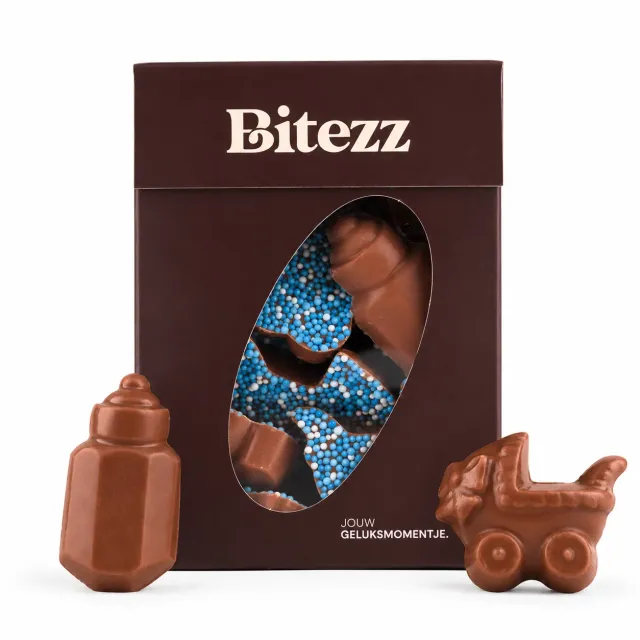 Chocoladebezorgd Wiegje Melkfles Blauw melkchocolade 355 gram