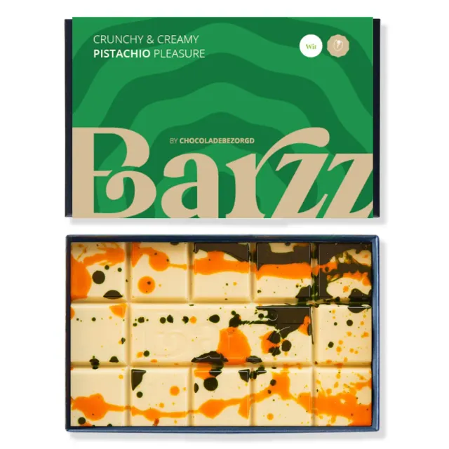 Chocoladebezorgd Barzz White pistache knafeh chocoladereep wit dubai