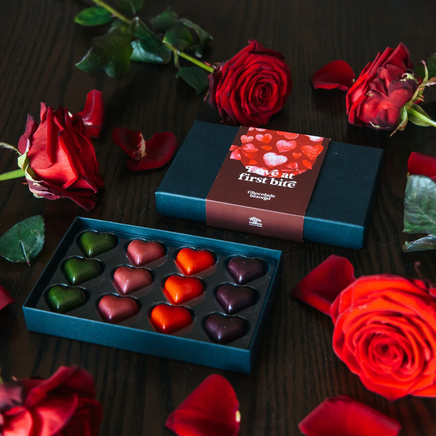 Chocoladebezorgd Hartjes bonbons 12 stuks melk