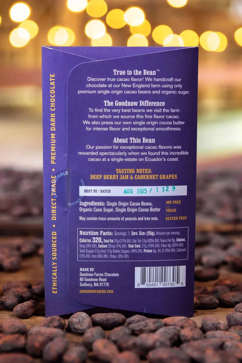 Goodnow Farms Esmeraldas pure chocoladereep 70% bosbes