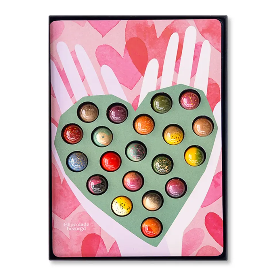 Chocoladebezorgd Moederdag Cadeaubox hart bonbons 20 stuks