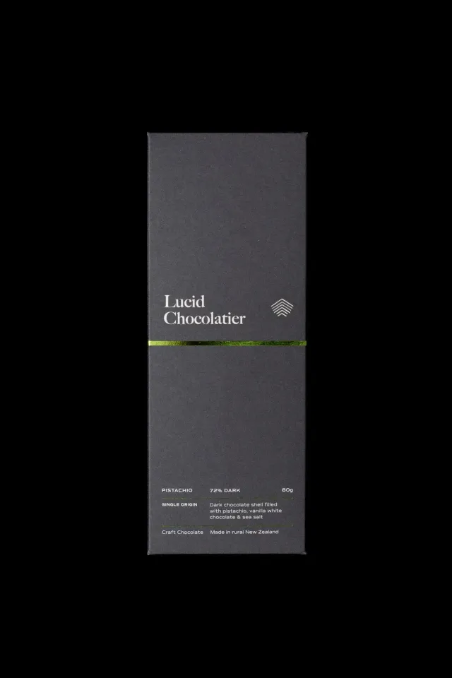Lucid Chocolatier Inquisitive 010 chocoladereep pistache