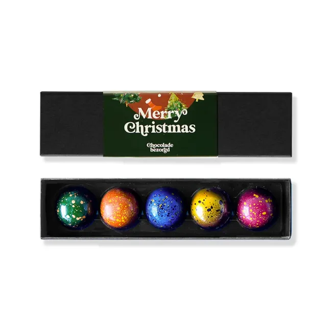 Chocoladebezorgd Kerst bonbons 5 stuks alcoholvrij