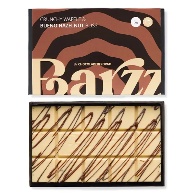 Chocoladebezorgd Barzz Bueno hazelnut chocoladereep 220 g wit