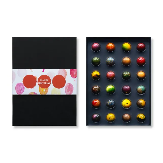Chocoladebezorgd Verjaardag bonbons 24 stuks alcoholvrij