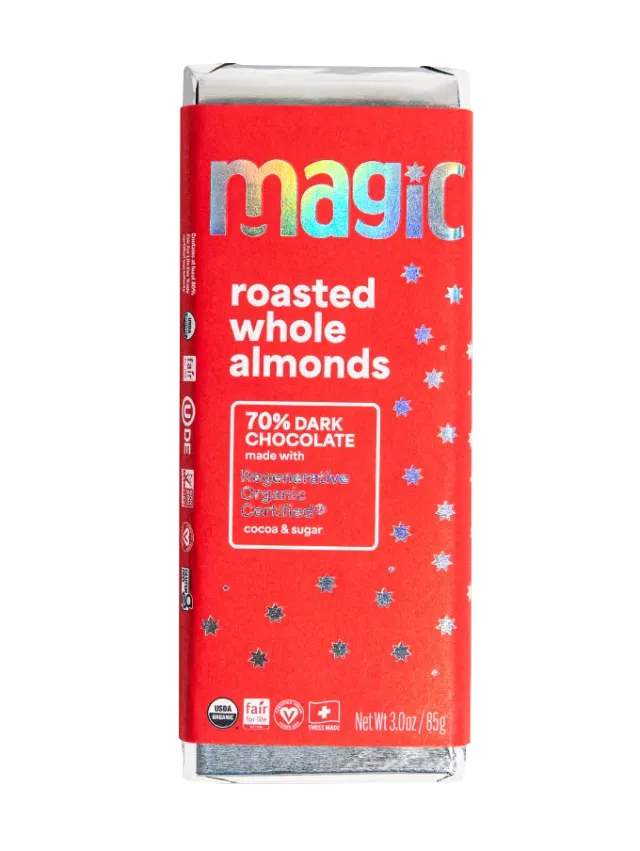Magic Chocolate geroosterde amandel chocoladereep 70% 2-pack zout
