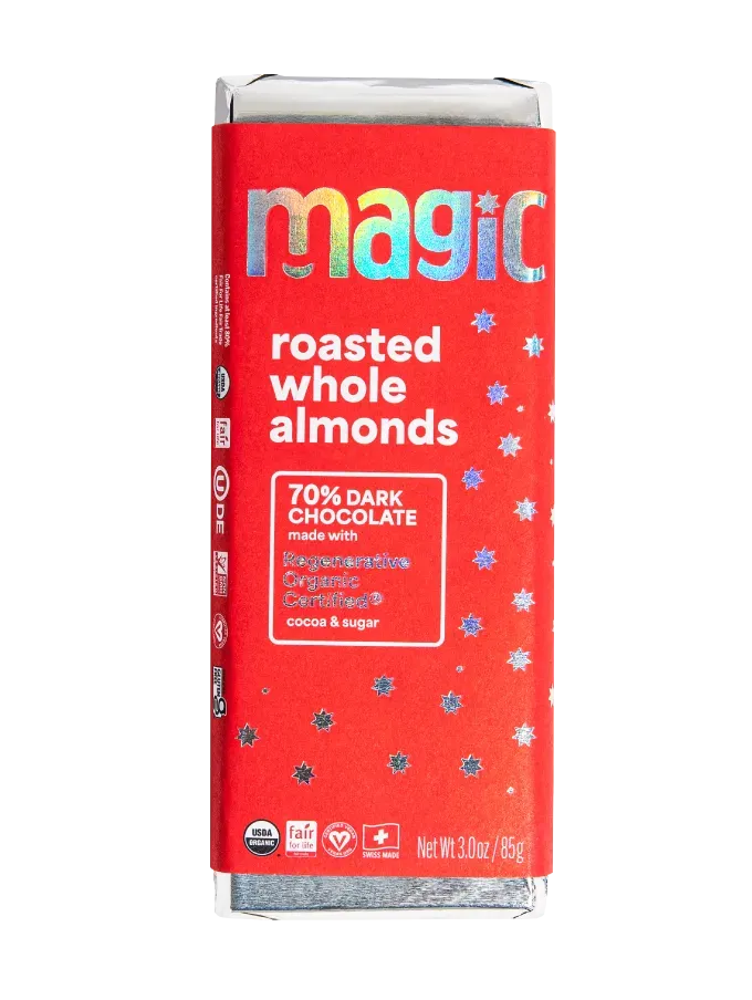 Magic Chocolate geroosterde amandel chocoladereep 70% 2-pack zout