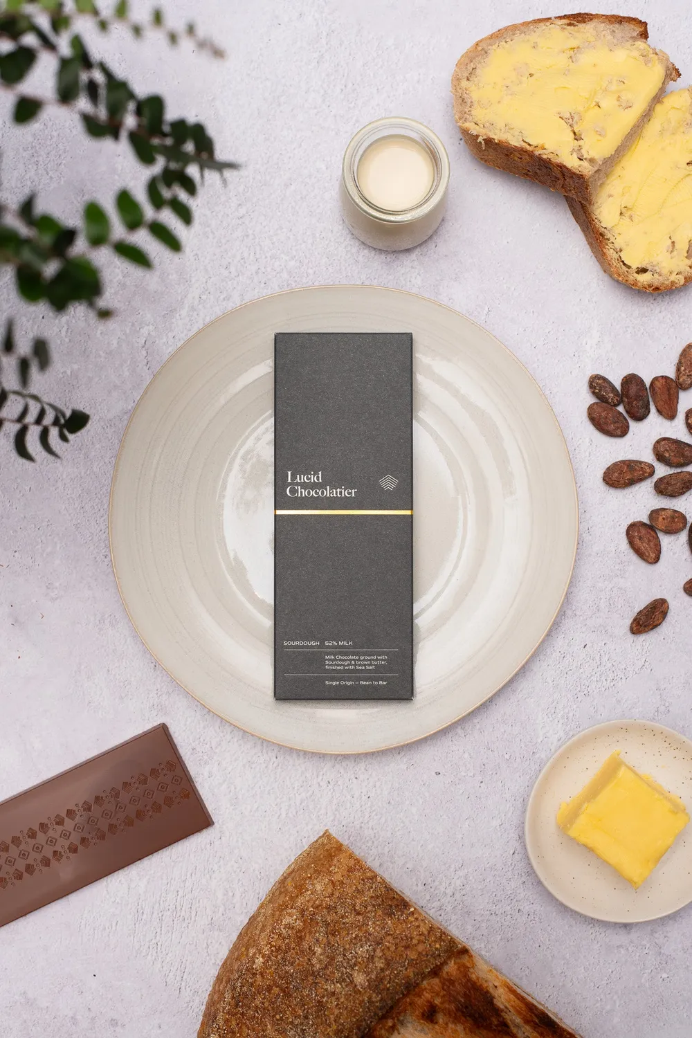 Lucid Chocolatier Sourdough melkchocoladereep 50g zeezout
