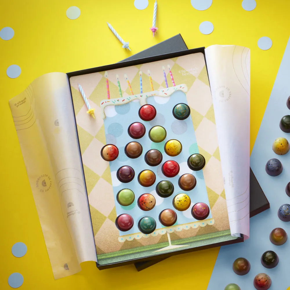 Chocoladebezorgd Blue Birthday Cake bonbons 21 stuks mix