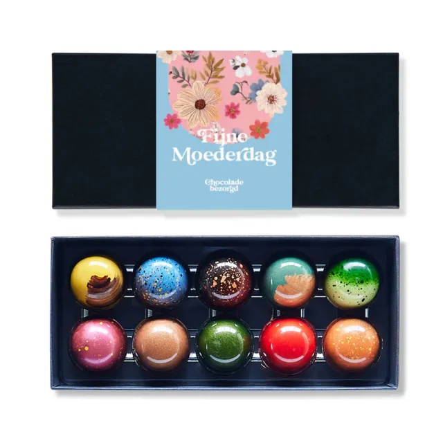 Chocoladebezorgd Moederdag bonbons 10 stuks alcoholvrij
